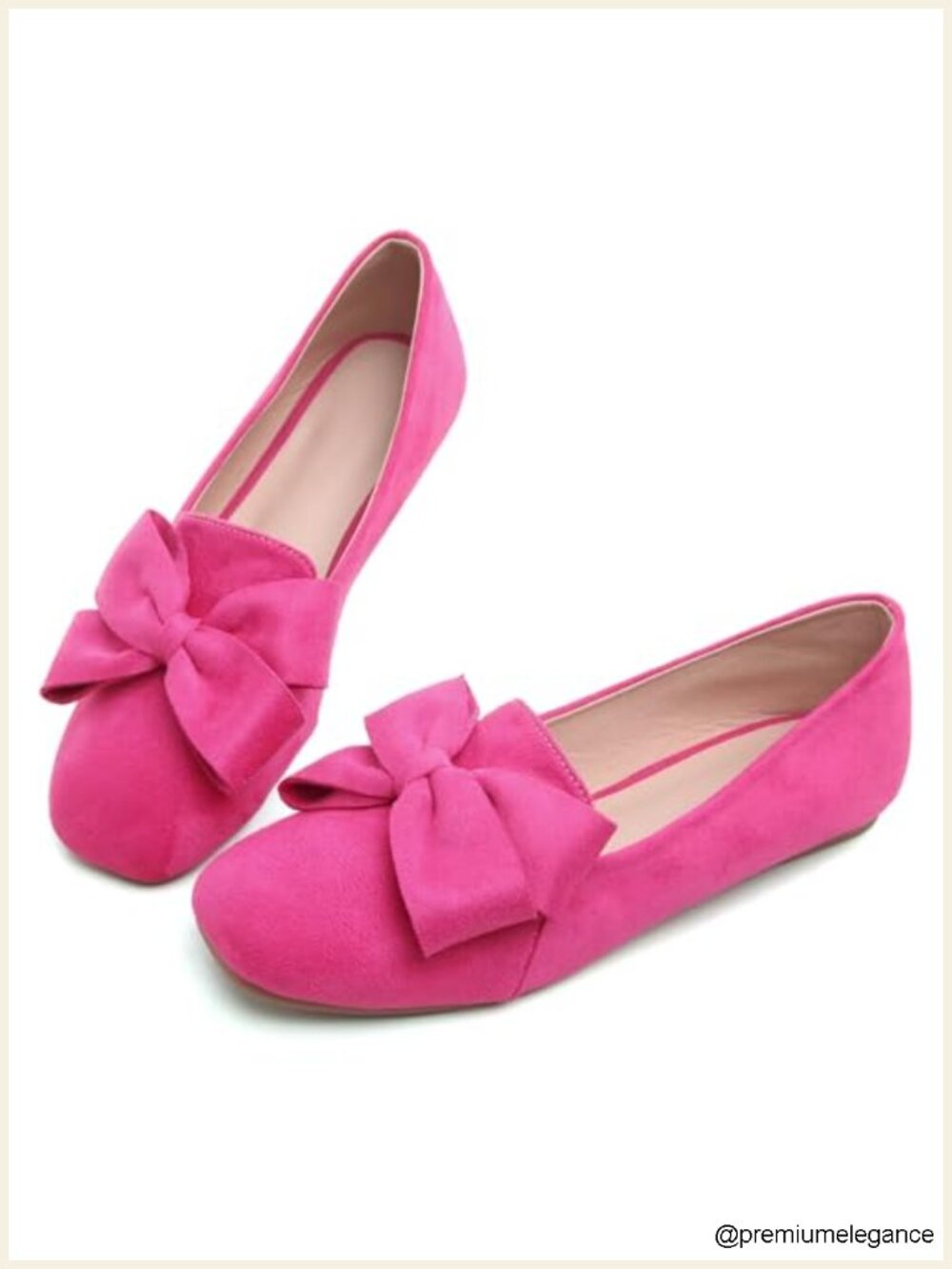 Faux Suede Square Toe Ballet Flats with Bow Latex Insole - Picture 3 of 6